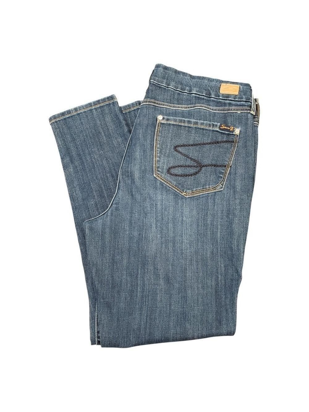 Women's Seven 7 High Rise Skinny Jeans in Blue, Size 16